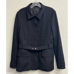 Theory Galilania Jacket Ski Knit Belted Jacket Women's Size 12 Black